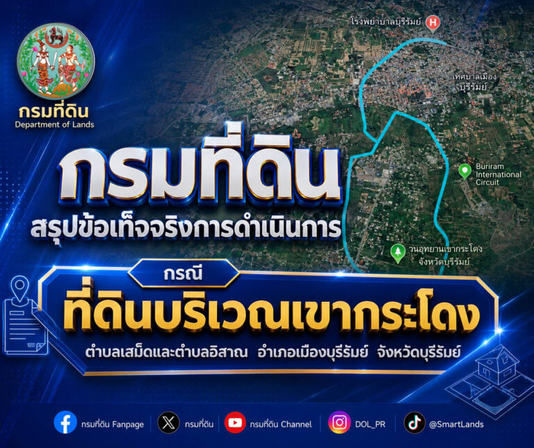  กรมที่ดินแจงข้อเท็จจริงการดำเนินการ “ที่ดินเขากระโดง” บุรีรัมย์